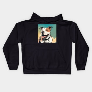 Beautiful shining, happy pitbull pup. Kids Hoodie